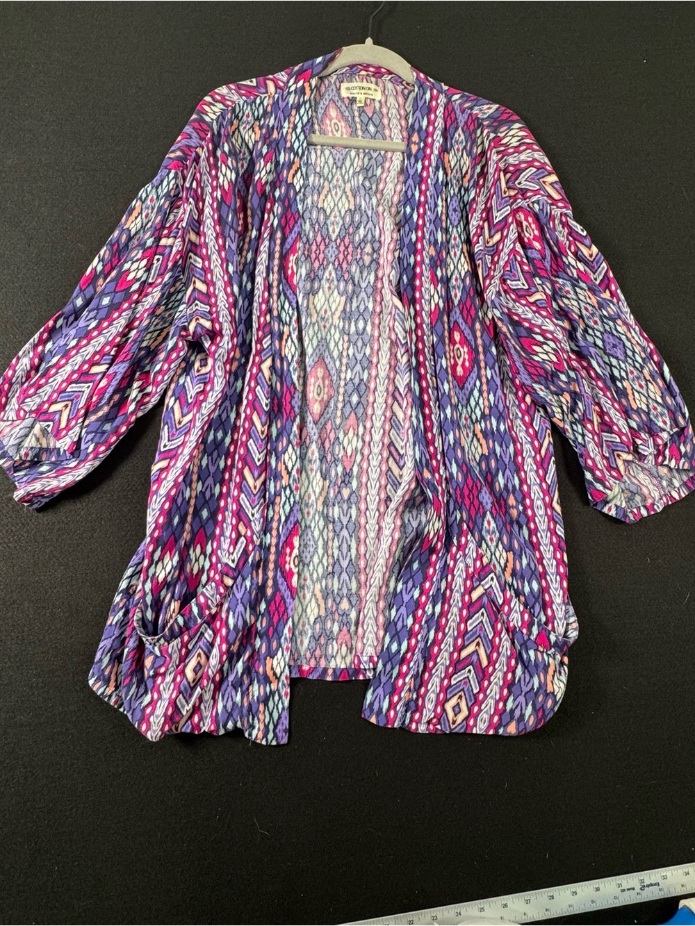 Cotton On Pink Purple Blue Geometric Open Front Kimono